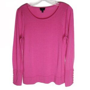 Talbots - Marino Wool Pink Long Sleeve Sweater - Medium Petite